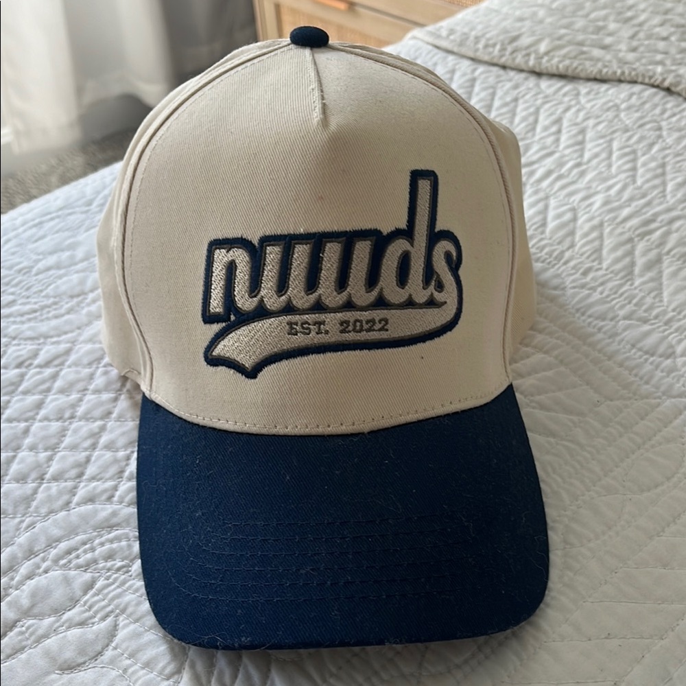 Nuuds Beige and Dark Blue Cap